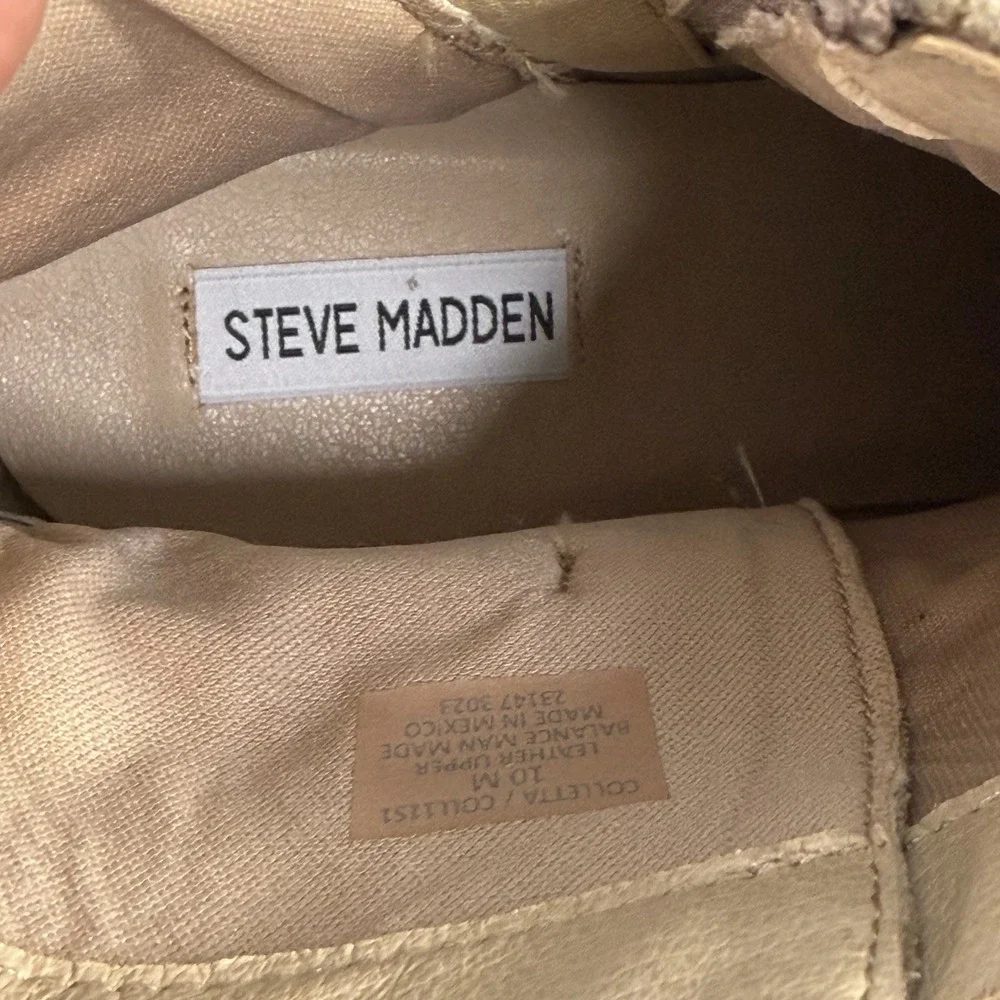 Steve‎ Madden Size-10M Womens Ankle Booties Coletta Lug Sole Suede Leather Taupe